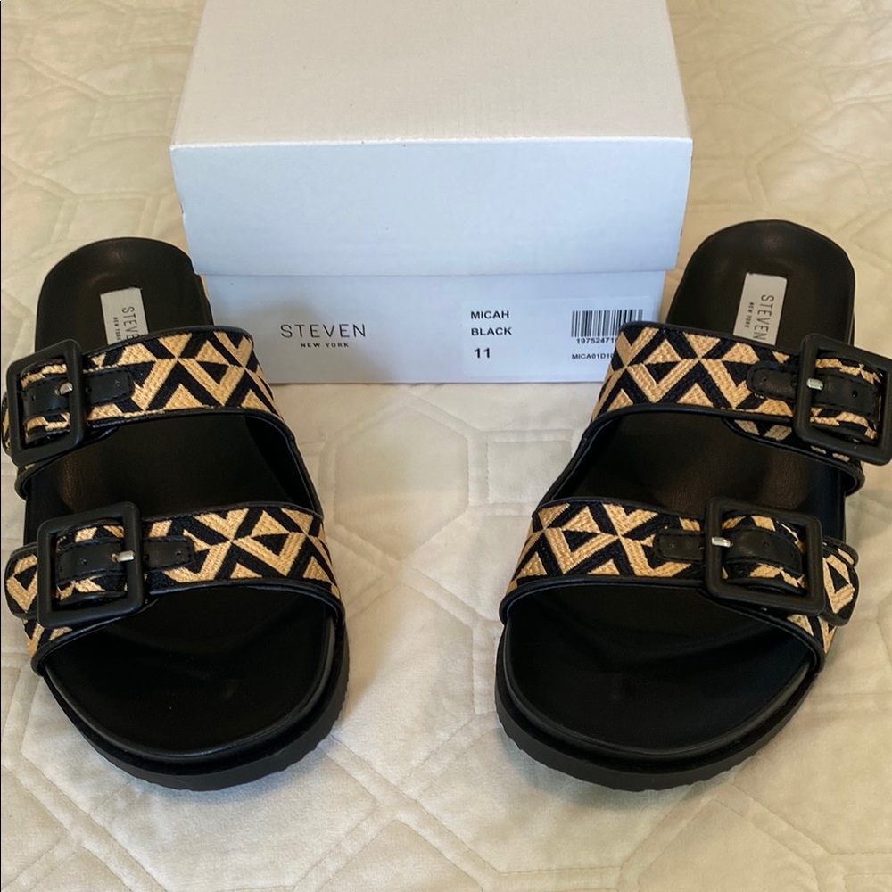 Steven Black and Tan Sandals Style Micah size 11. NEVER WORN